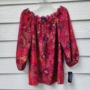 NWT M Chaps Women's Off-Shoulder Paisley Blouse